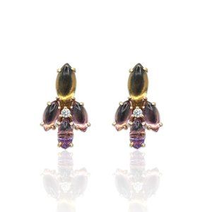 Superoro 18K Rose Gold Diamond Smoky Quartz & Amethyst Earrings